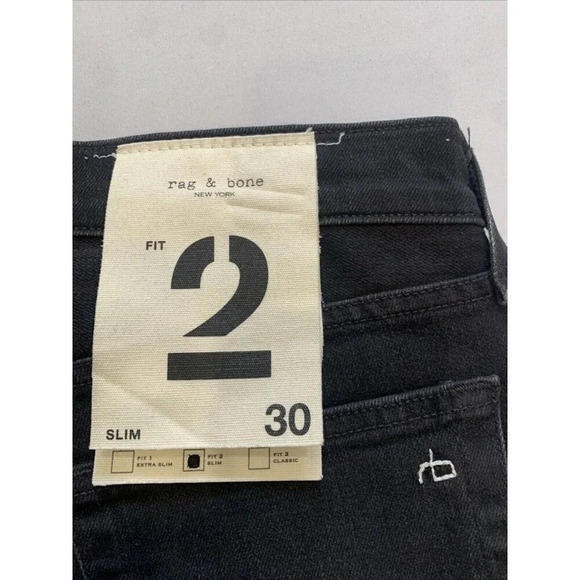 Rag & Bone Men's Black Fit 2 Slim Fit Jeans Size 30x34 NWT - Picture 14 of 16